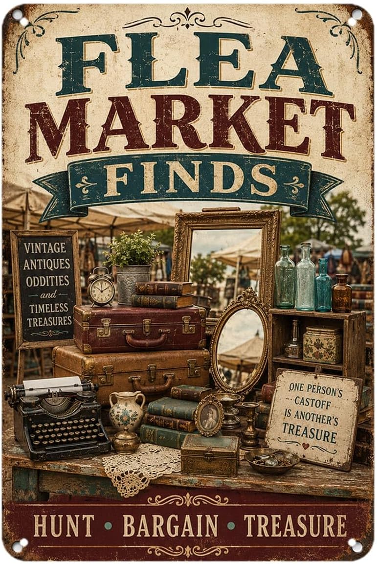 Vintage Collectible Market - Flea Market Finds tin sign, Vintage
