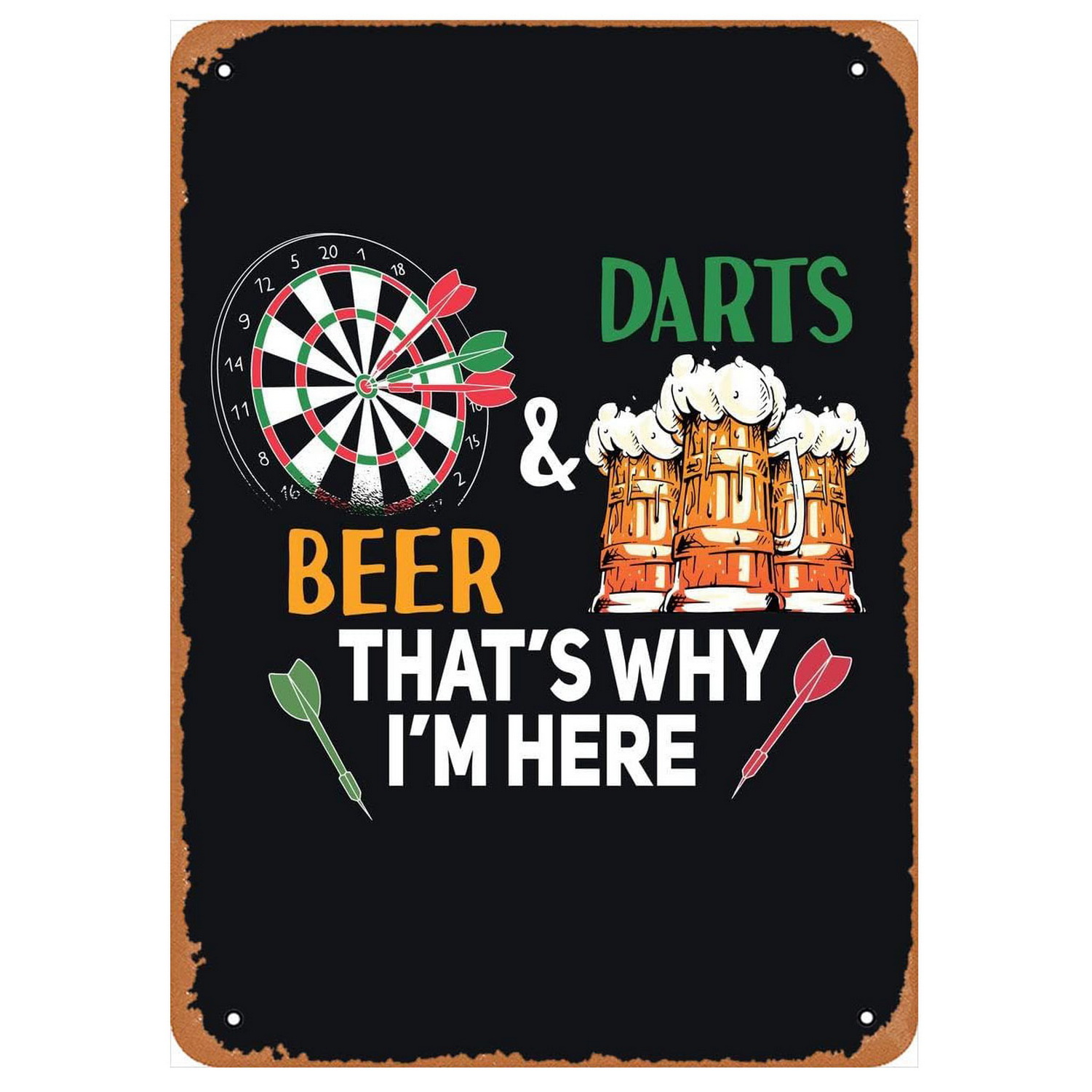Vintage Darts & Beer Tin Sign, - Vintage Collectible Plates 评论和价格