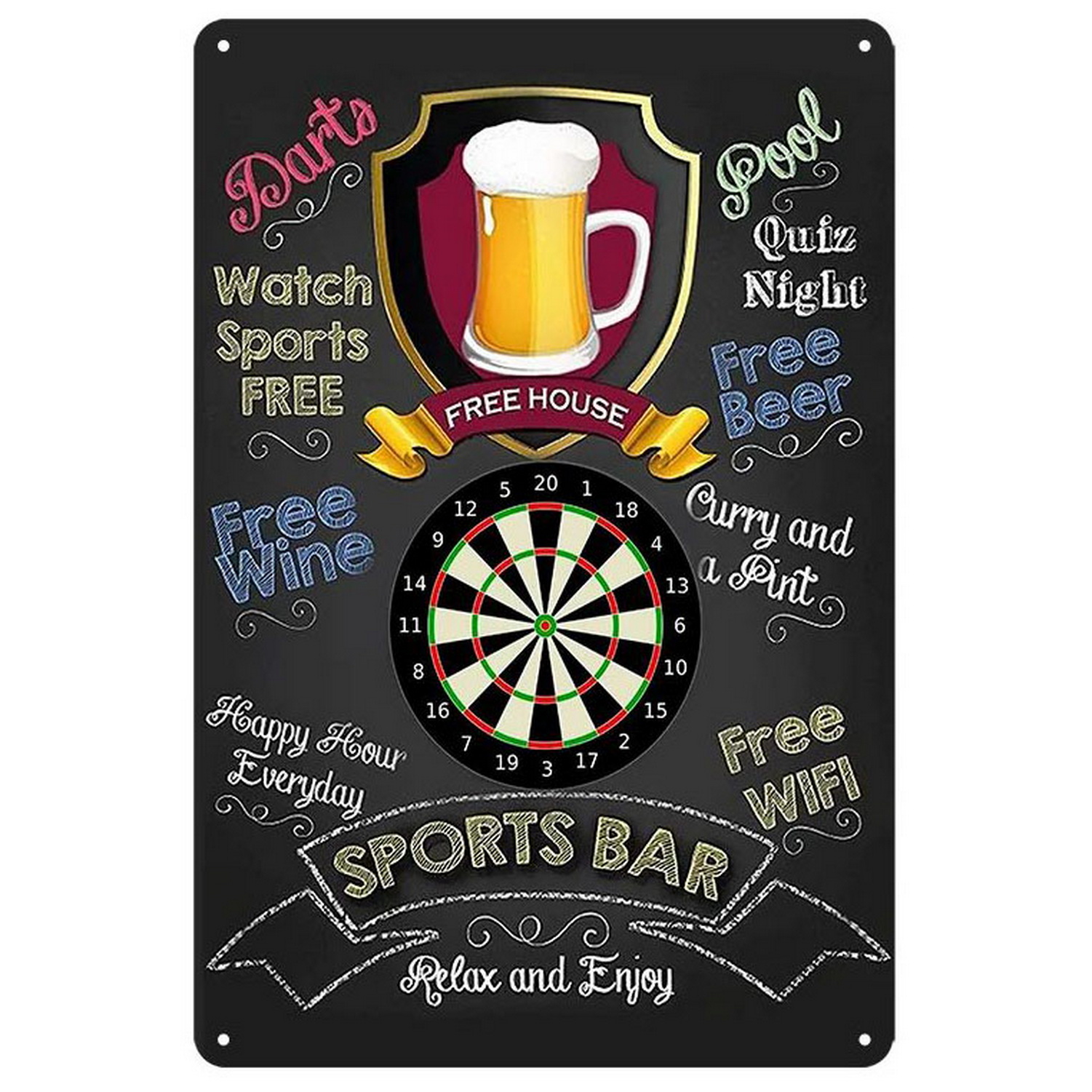 Vintage Darts & Beer Tin Sign, - Vintage Collectible Plates 评论和价格