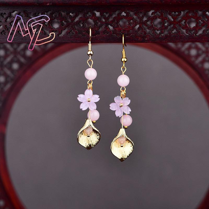 Pink Natural Jade Flower Earri - Vintage Jewelry Collection 评论和价格