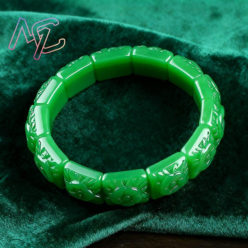 Real Jade Flower Bracelet Bang - Vintage Jewelry Collection 评论和价格