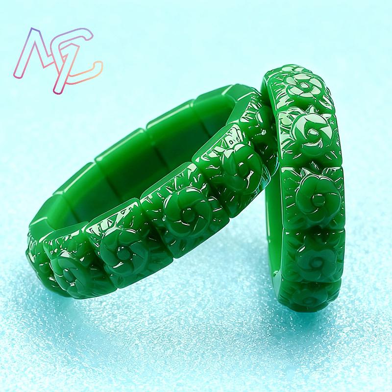 Real Jade Flower Bracelet Bang - Vintage Jewelry Collection 评论和价格